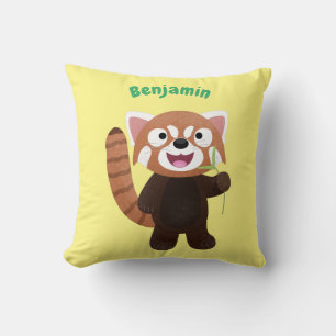 Coussin Illustration de cartoon de panda roux mignon