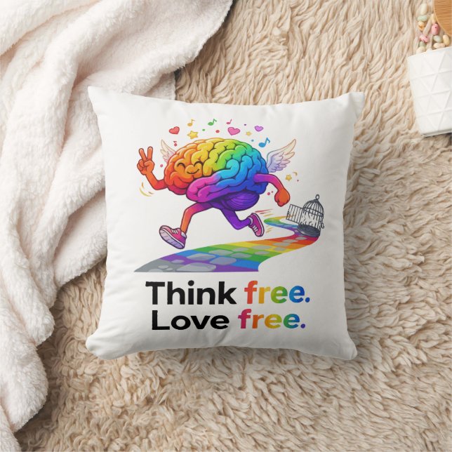 Coussin Illustration de cerveau de liberté de santé mental (Couverture)