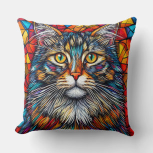 Coussin Illustration de chat abstrait