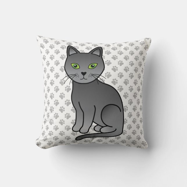 Coussin Illustration de chat de dessin animé mignon Bleu R (Recto)