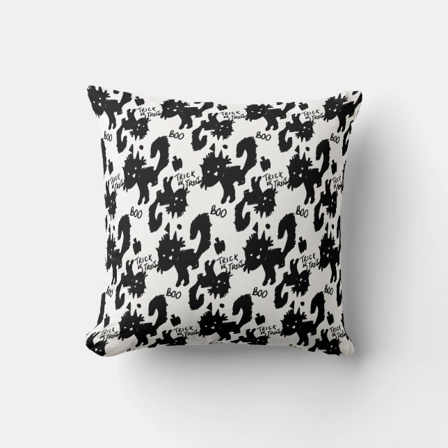 Coussin Illustration de chat effrayant mignon pour Hallowe (Recto)