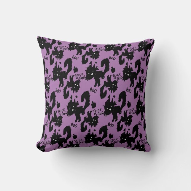 Coussin Illustration de chat effrayant mignon pour Hallowe (Recto)