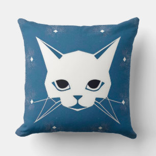 Coussin Illustration de chat géométrique minimaliste
