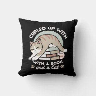 Coussin Illustration de chat Lover - Curled Up & Cosy