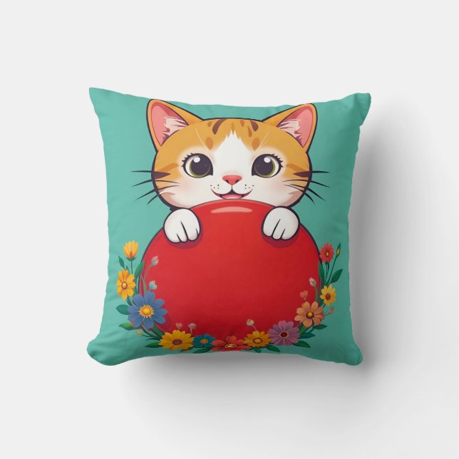 Coussin Illustration de chat mignon (Recto)