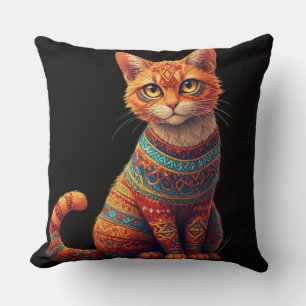 Coussin Illustration de chat mignon à motifs dans le style