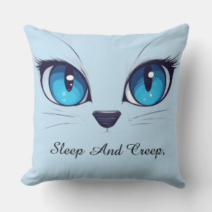 Coussin Illustration de chat mignon aux yeux bleus de près
