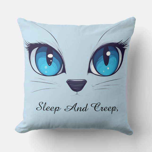Coussin Illustration de chat mignon aux yeux bleus de près (Recto)