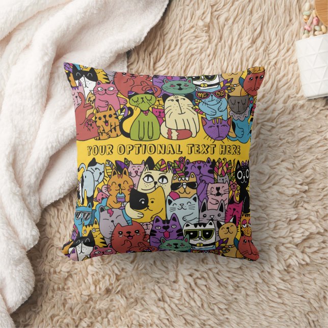 Coussin Illustration de chats amusants de texte et de coul (Couverture)