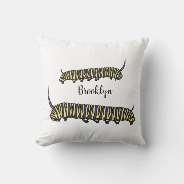 Coussin illustration de chenille de monarque de dessin ani (Recto)