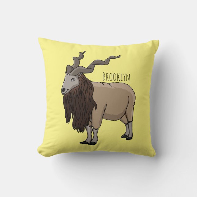 Coussin Illustration de chèvre de Markhor (Recto)