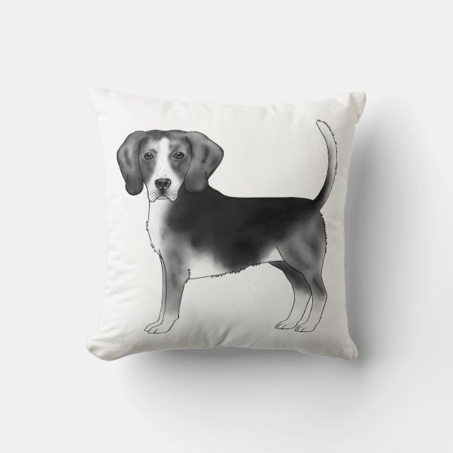 Coussin Illustration de chien Beagle mignon en noir et bla (Recto)
