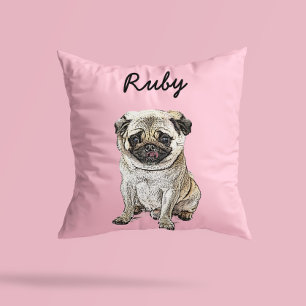 Coussin Illustration de chien Carlin moderne Ajouter un