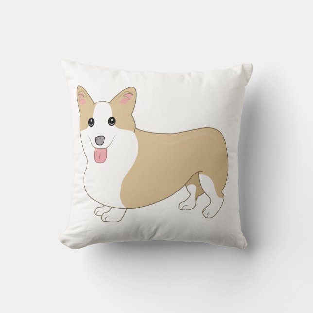 Coussin Illustration de chien de corgi de Gallois (Recto)