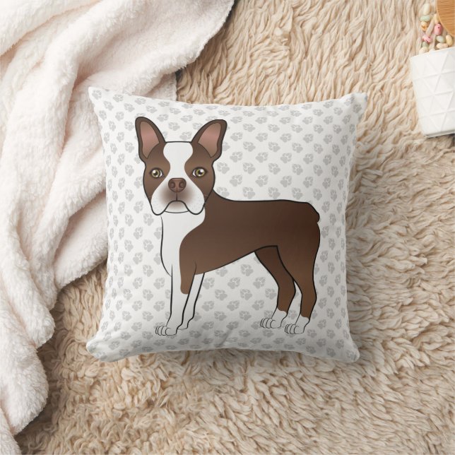 Coussin Illustration de chien de dessin animé Boston Terri (Couverture)