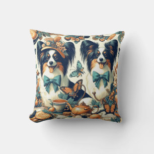Coussin Illustration de chien de papillon mignonne