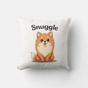 Coussin Illustration de chien mignon Pomeranian câlin vint