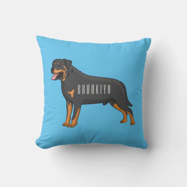 Coussin Illustration de chien Rottweiler (Recto)