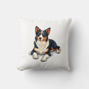 Coussin Illustration de chien vintage Border Collie tricol