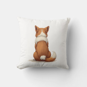 Coussin Illustration de chien vue arrière vintage sur fond