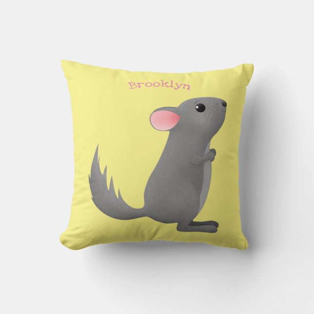 Coussin Illustration de chinchilla gris mignon (Recto)