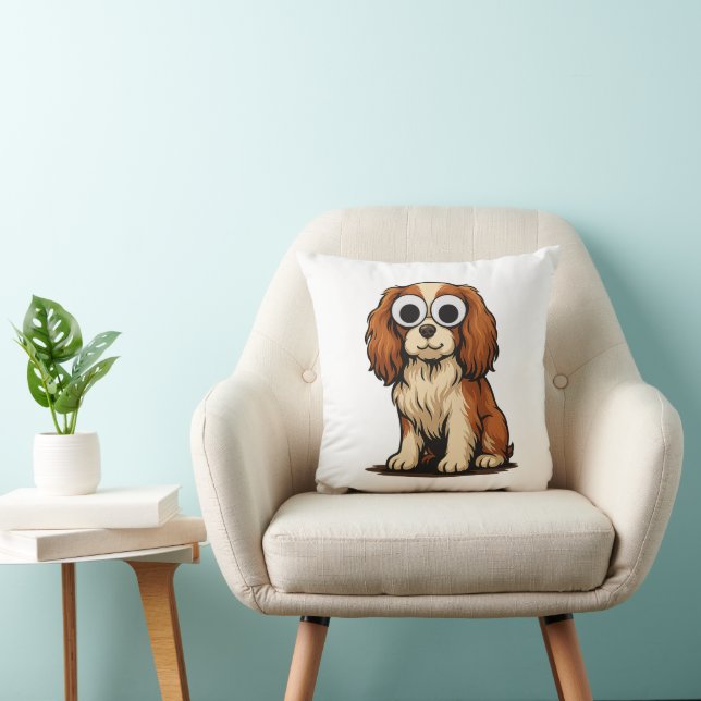 Coussin Illustration de chiot aux yeux globuleux mignons (Chaise)