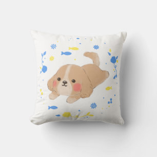 Coussin Illustration de chiot joyeux