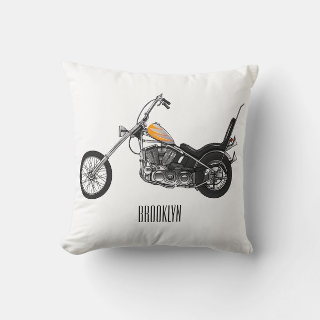 Coussin Illustration de Chopper Motorcycle 1950 (Recto)