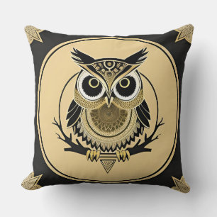 Coussin Illustration de chouette complexe dans un mandala