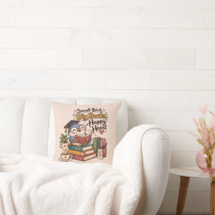 Coussin Illustration de chouette mignonne lisant des livre