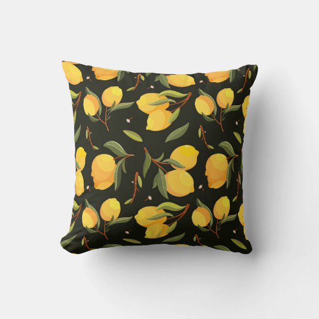Coussin Illustration de citron : motif transparent peint à (Recto)