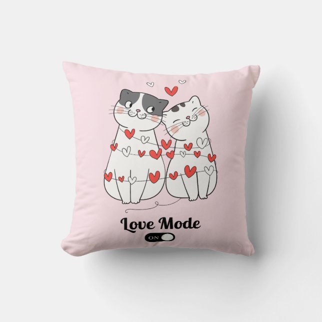 Coussin Illustration de couple de chats mignons pour la Sa (Recto)