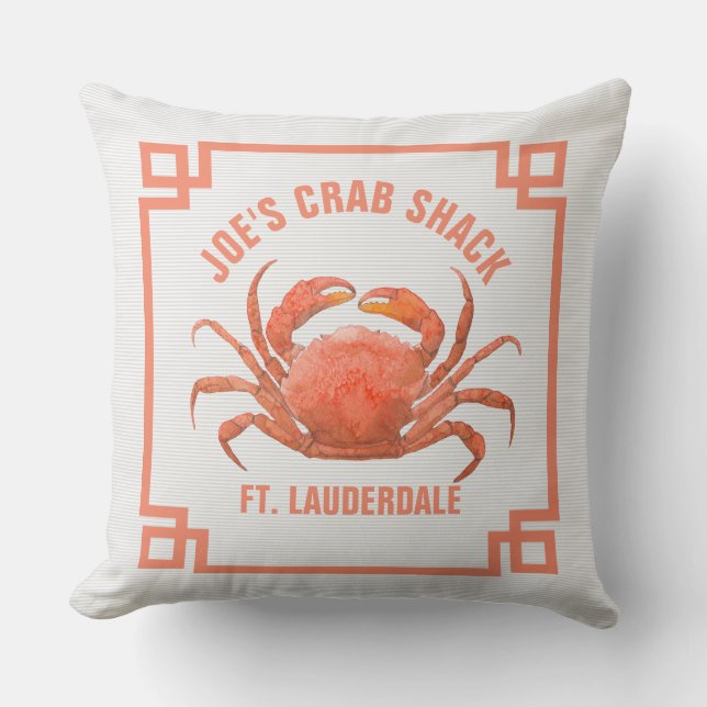 Coussin Illustration de crabe orange moderne (Recto)