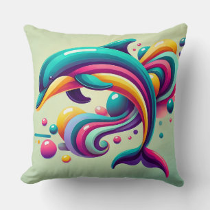 Coussin Illustration de dauphin abstrait coloré