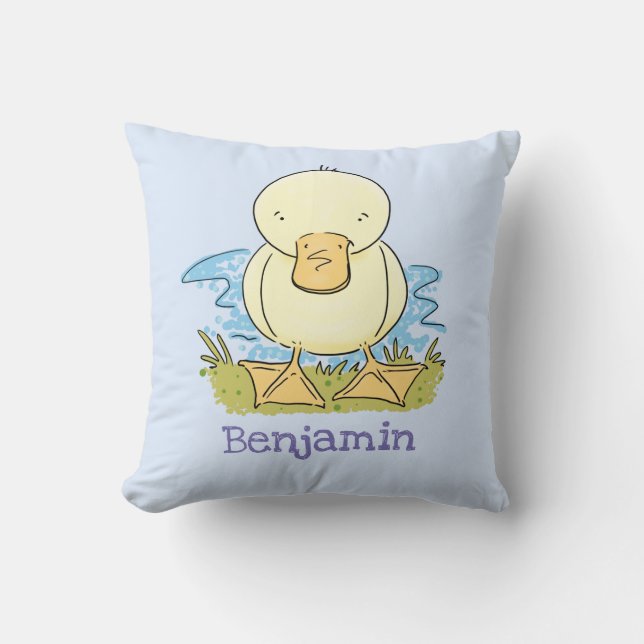 Coussin Illustration de dessin adorable de canard jaune po (Recto)