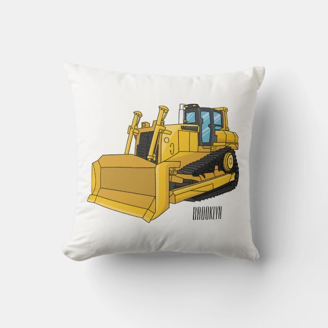 Coussin Illustration de dessin animé Bulldozer (Recto)