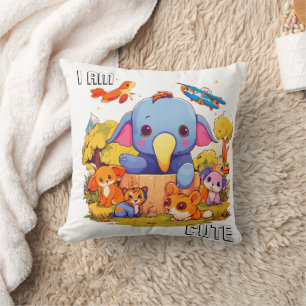 Coussin Illustration de dessin animé d'animal mignon je su