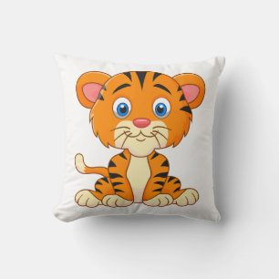 Coussin Illustration de dessin animé d'animal tigre mignon
