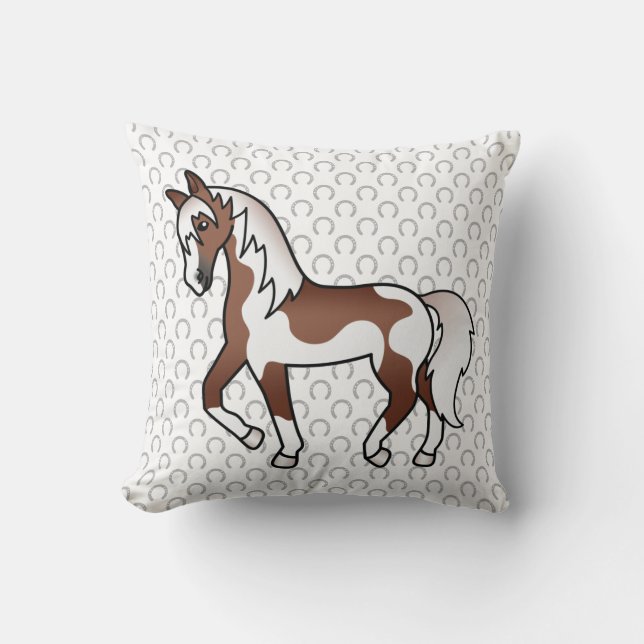 Coussin Illustration de dessin animé de cheval trotteur Pi (Recto)