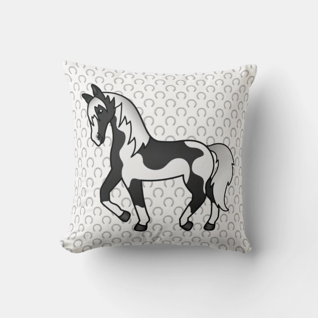 Coussin Illustration de dessin animé de cheval trotteur Pi (Recto)