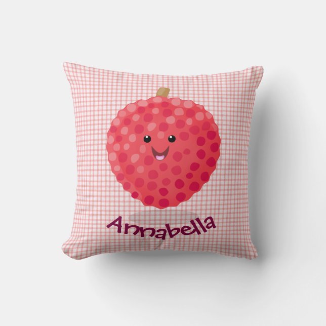 Coussin Illustration de dessin animé de litchi rose mignon (Recto)