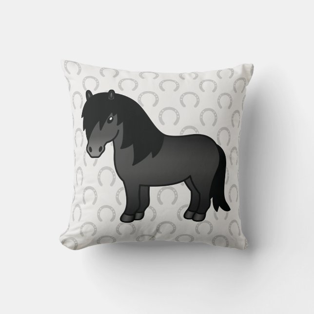 Coussin Illustration de dessin animé de poney Shetland de  (Recto)