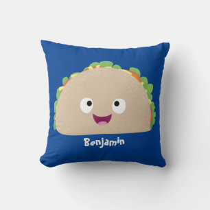 Coussin Illustration de dessin animé de taco souriant mign