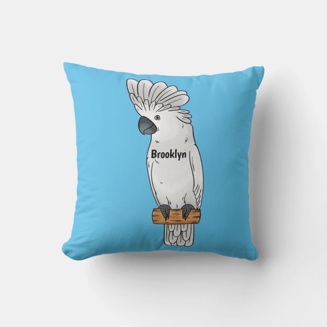 Coussin Illustration de dessin animé d'oiseau cacatoès à h (Recto)