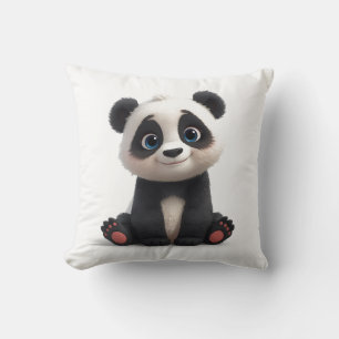 Coussin Illustration de dessin animé d'ours panda assis
