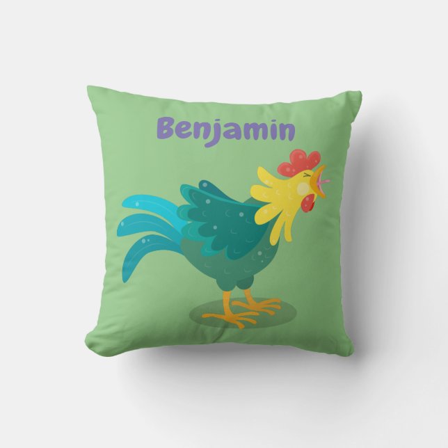 Coussin Illustration de dessin animé d'un coq qui chante m (Recto)