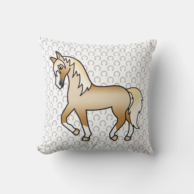 Coussin Illustration de dessin animé mignon de cheval trot (Recto)
