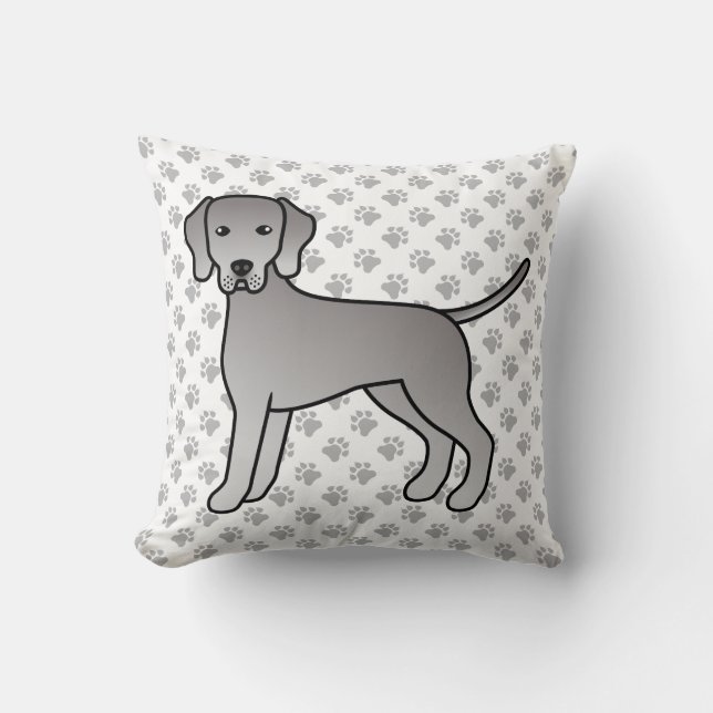 Coussin Illustration de dessin animé mignon de chien Weima (Recto)
