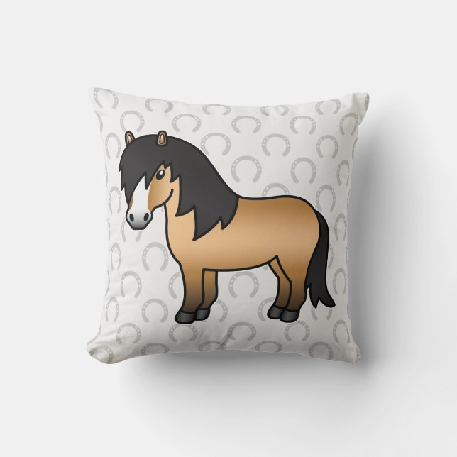 Coussin Illustration de dessin animé mignon de poney Shetl (Recto)