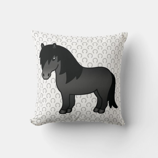 Coussin Illustration de dessin animé mignon de poney Shetl (Recto)